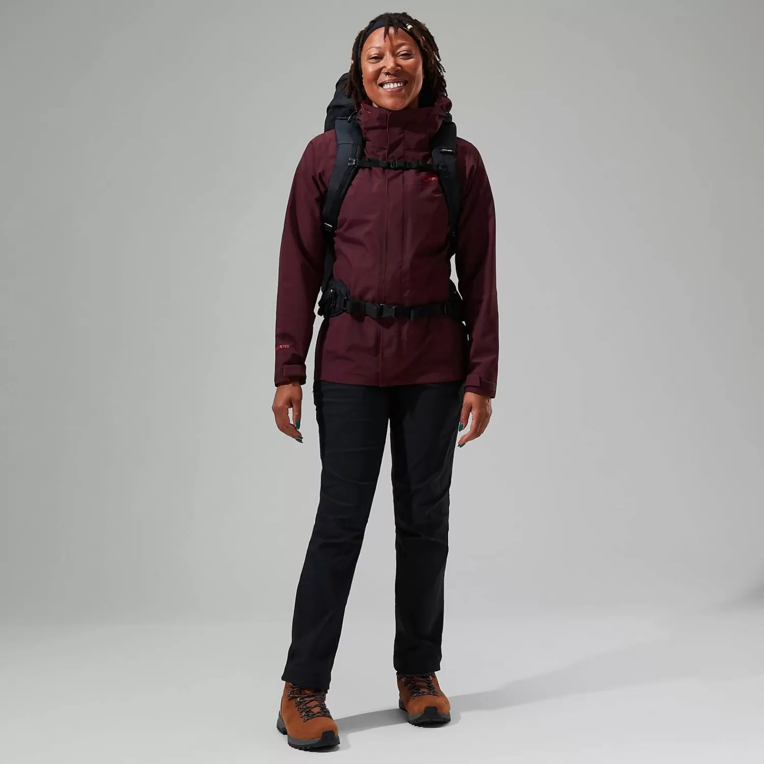 Berghaus Wandern & Trekking | Gore-Tex | Wasserdicht-Hillwalker InterActive Jacke für Damen - Rot/Lila Dark Purple