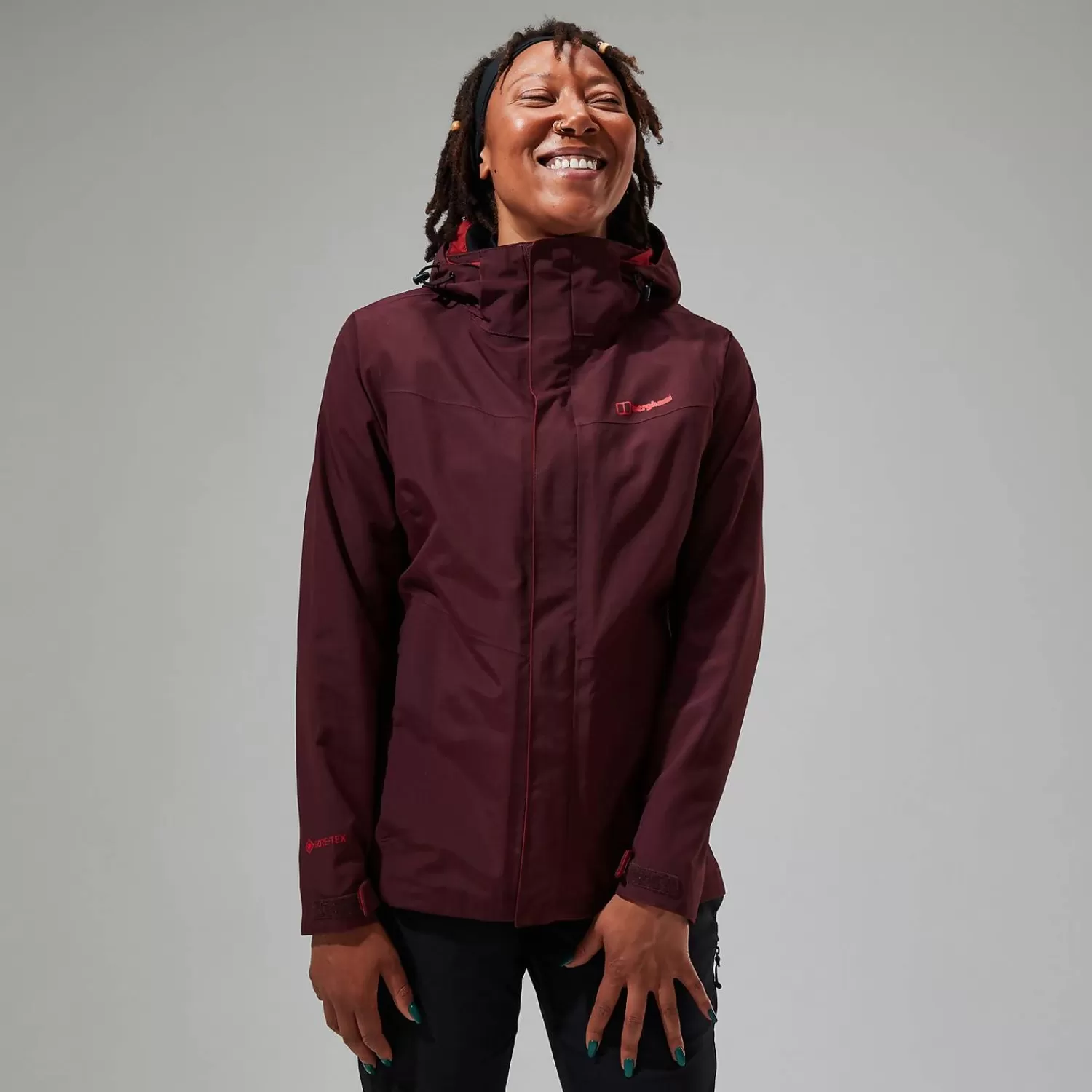 Berghaus Wandern & Trekking | Gore-Tex | Wasserdicht-Hillwalker InterActive Jacke für Damen - Rot/Lila Dark Purple