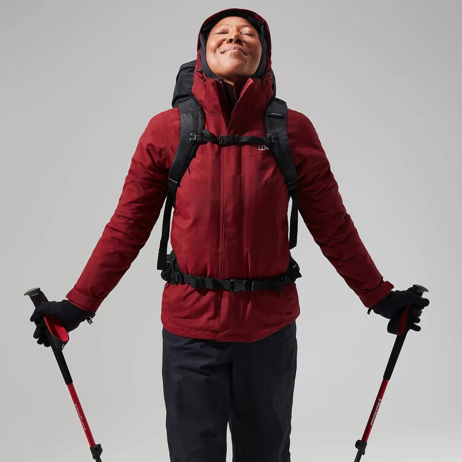 Berghaus Wandern & Trekking | Gore-Tex | Wasserdicht-Hillwalker InterActive Jacken für Damen - Dunkelrot Dark Red