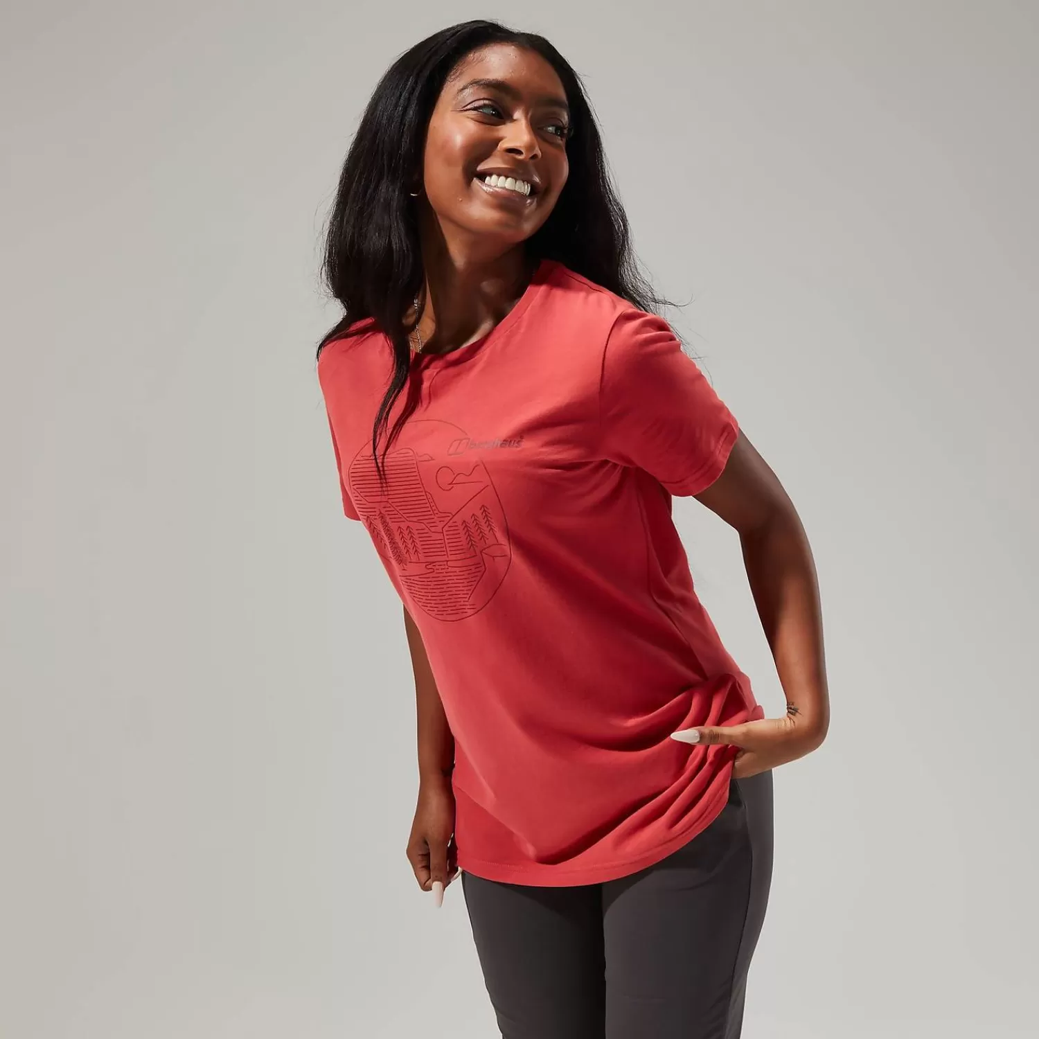 Berghaus Walking | Baselayer-Linear Landscapre Long Sleeve T-Shirt für Damen - Rot