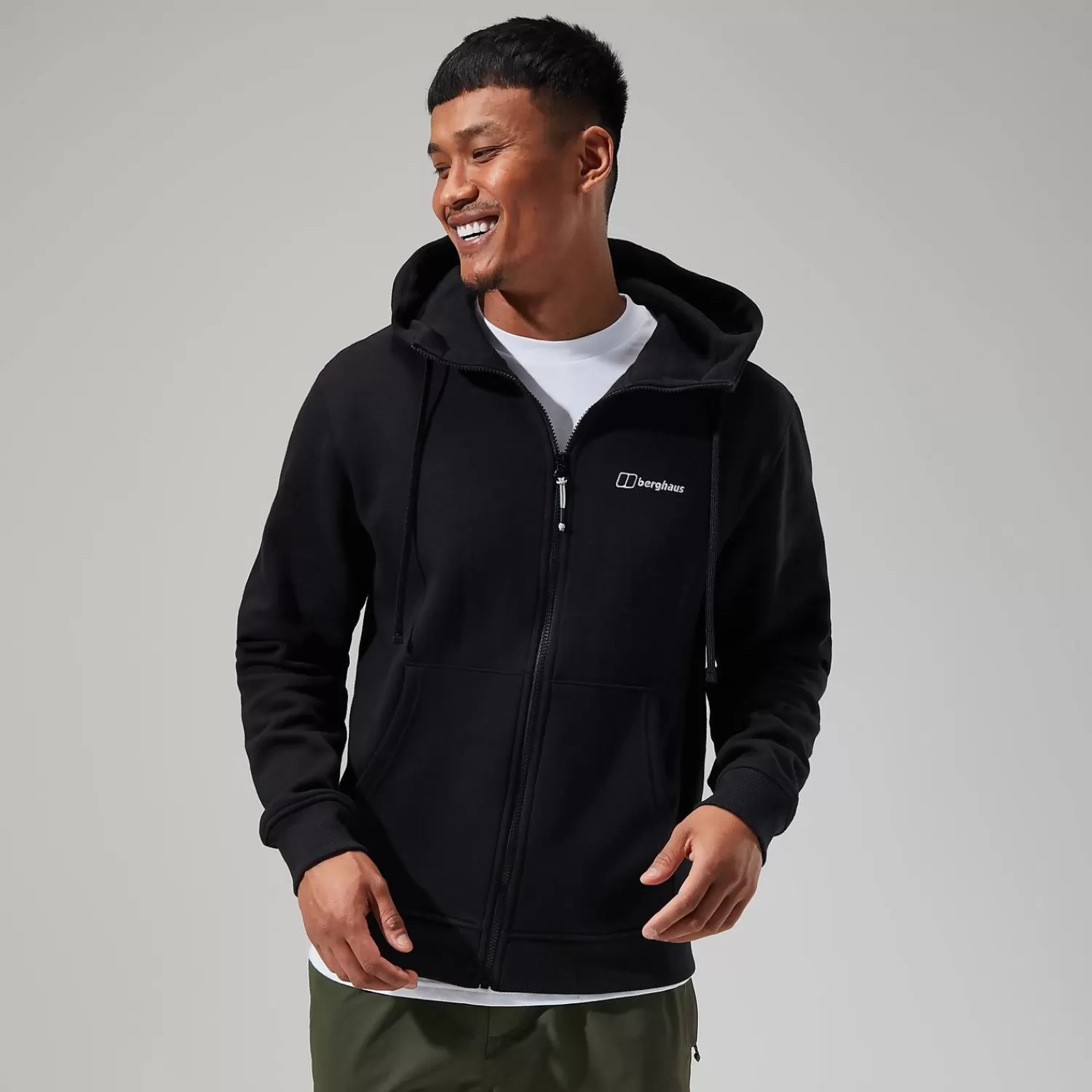 Berghaus Walking | Fleece-Logo Full Zip Hoodie für Herren - Schwarz