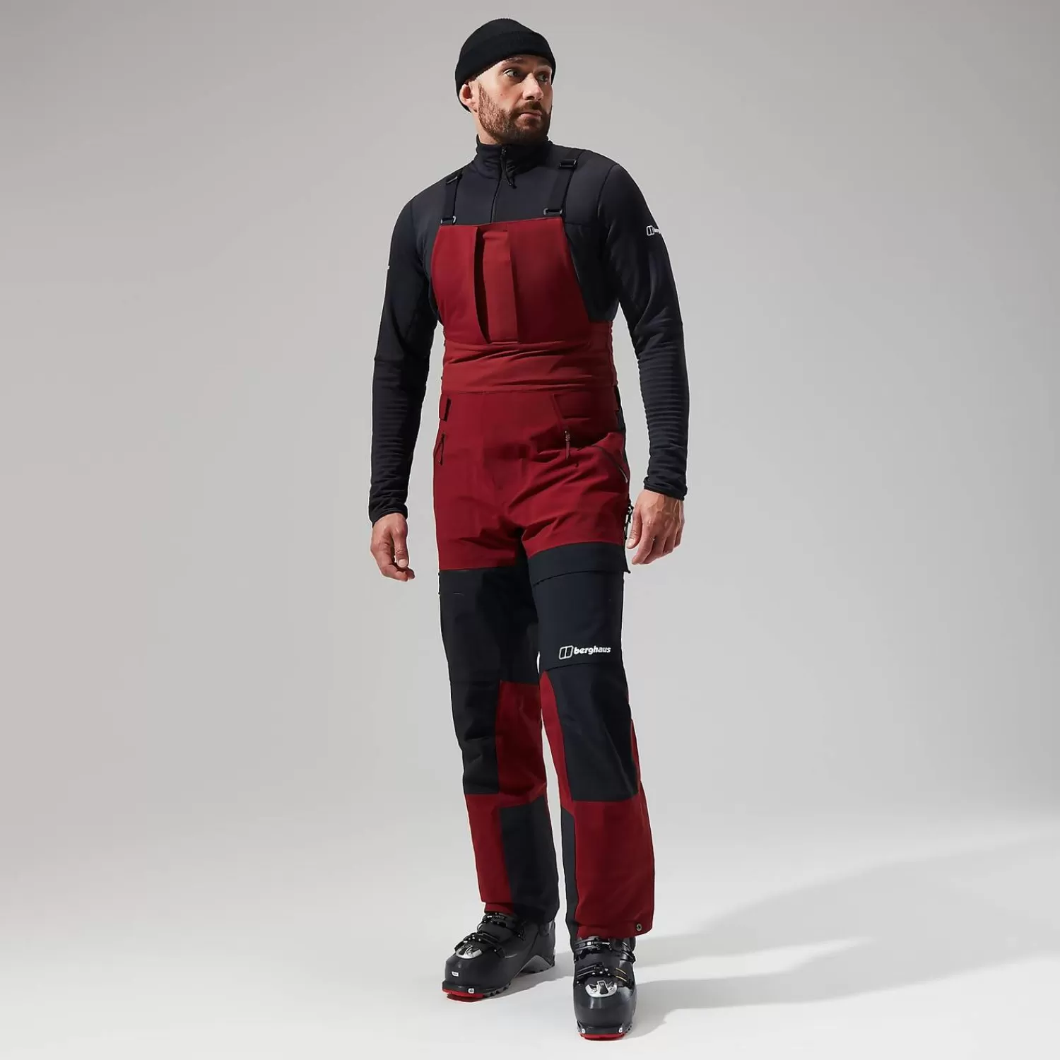 Berghaus Überhosen | Lange Hosen-MTN Arete Descend GTX Bib Pants für Herren - Dunkelrot/Schwarz