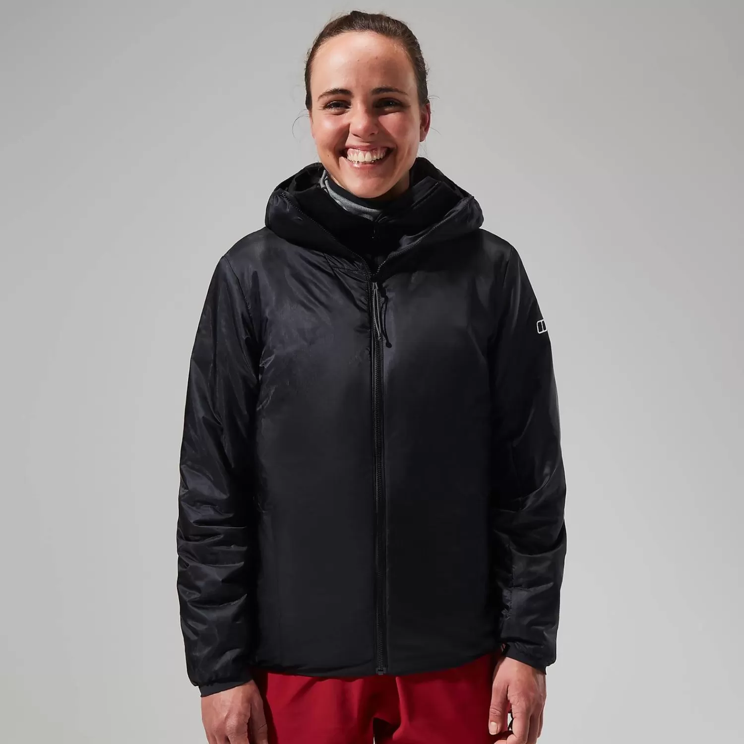 Berghaus Isolierend-MTN Arete Synthetischer Hoodie für Damen - Schwarz/Grau Jet Black/Grey Pinstripe