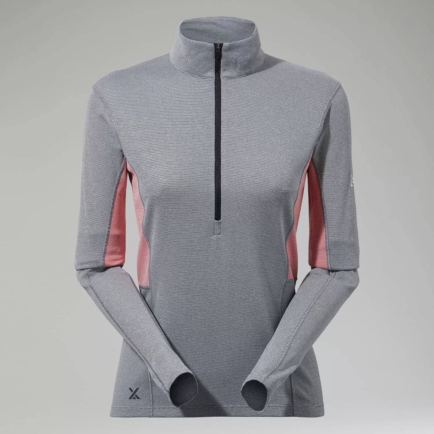 Berghaus Baselayer-MTN Guide Long Sleeve Half Zip für Damen - Schwarz/Rot Jet Black/Goji Berry